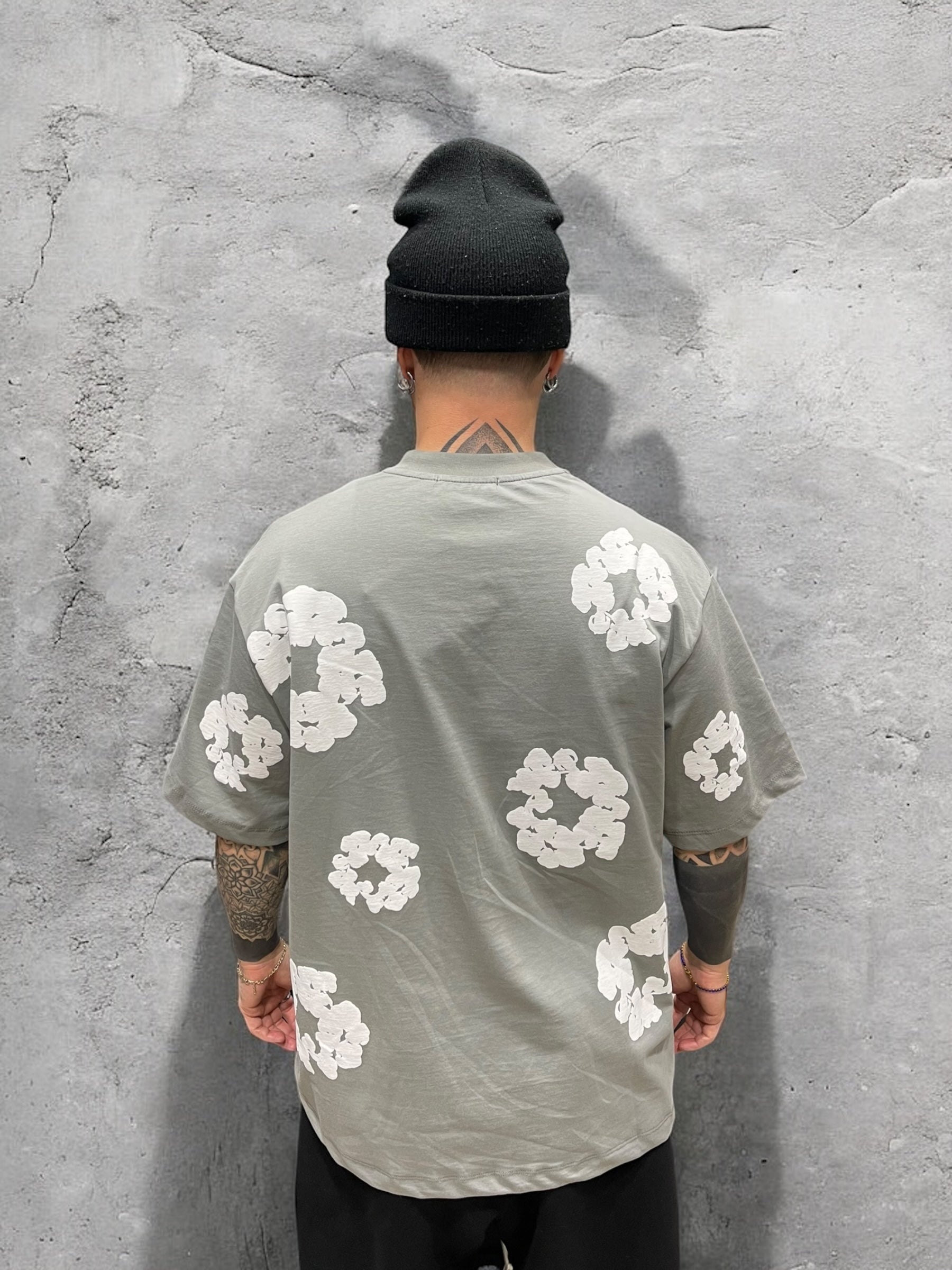 T- SHIRT FLOREALE GRIGIO FERRO