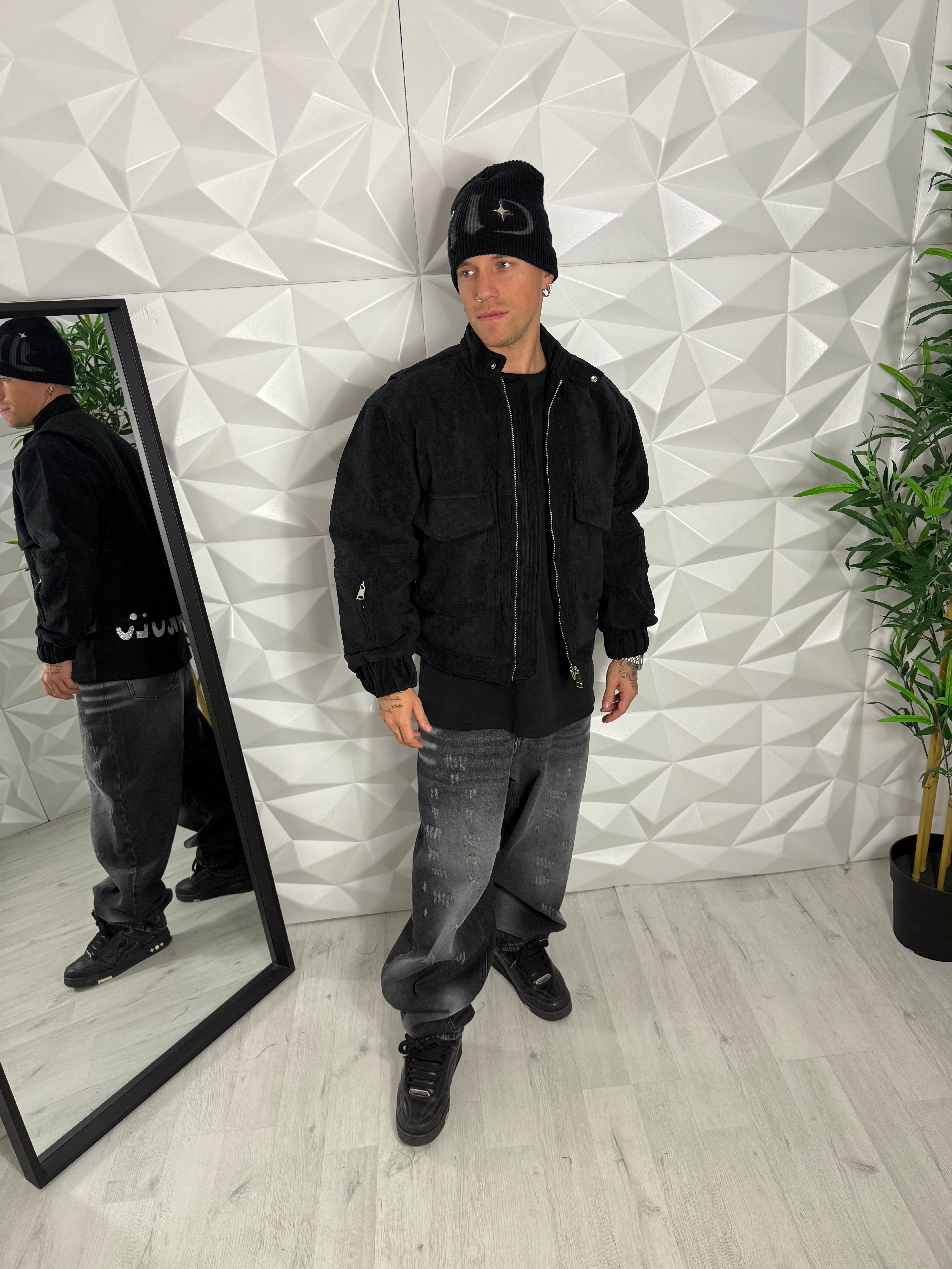 BOMBER CROPPED CAMOSCIO