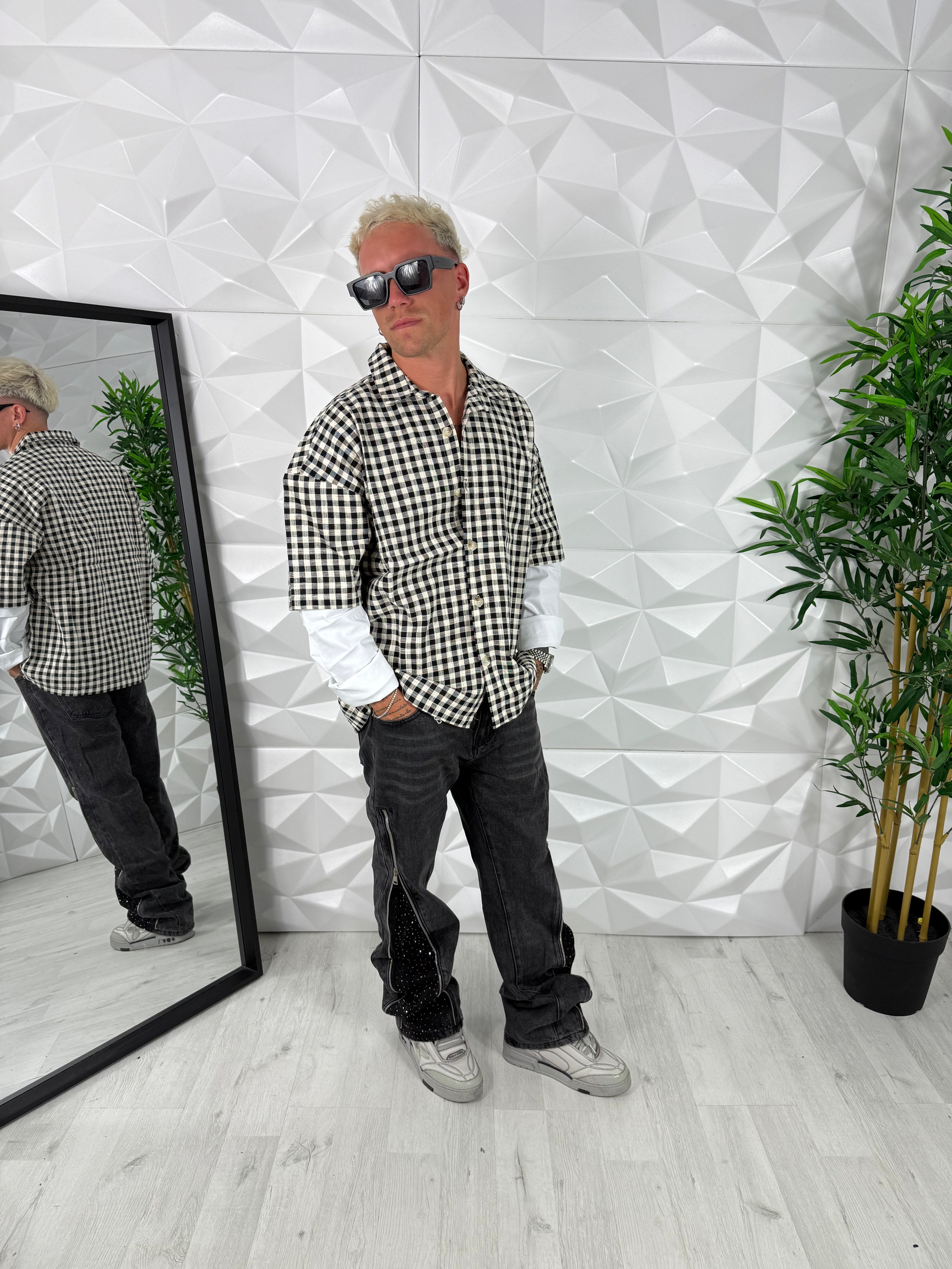 CAMICIA A QUADRI DOPPIA MANICA