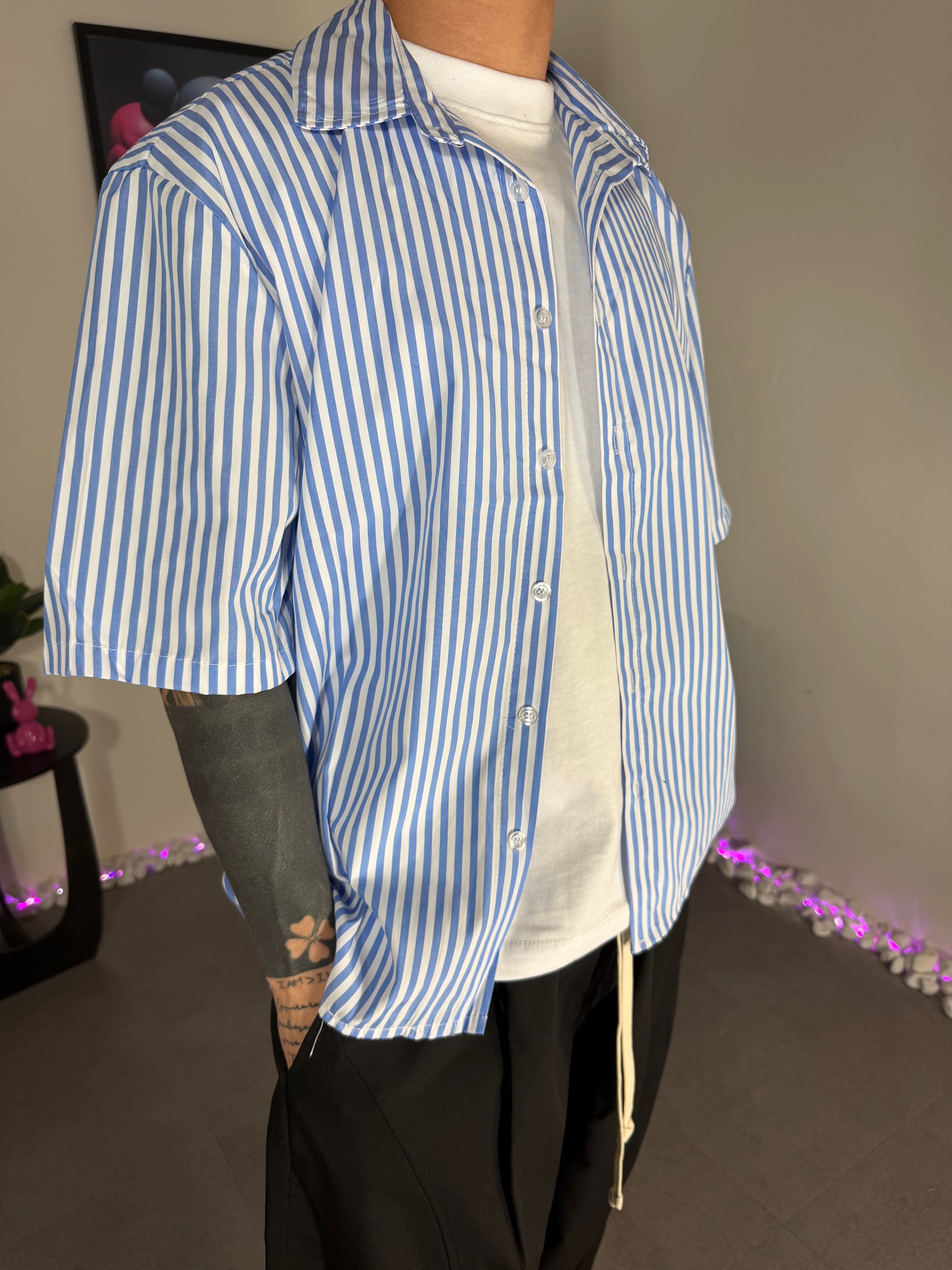 CAMICIA A RIGHE AZZURRA