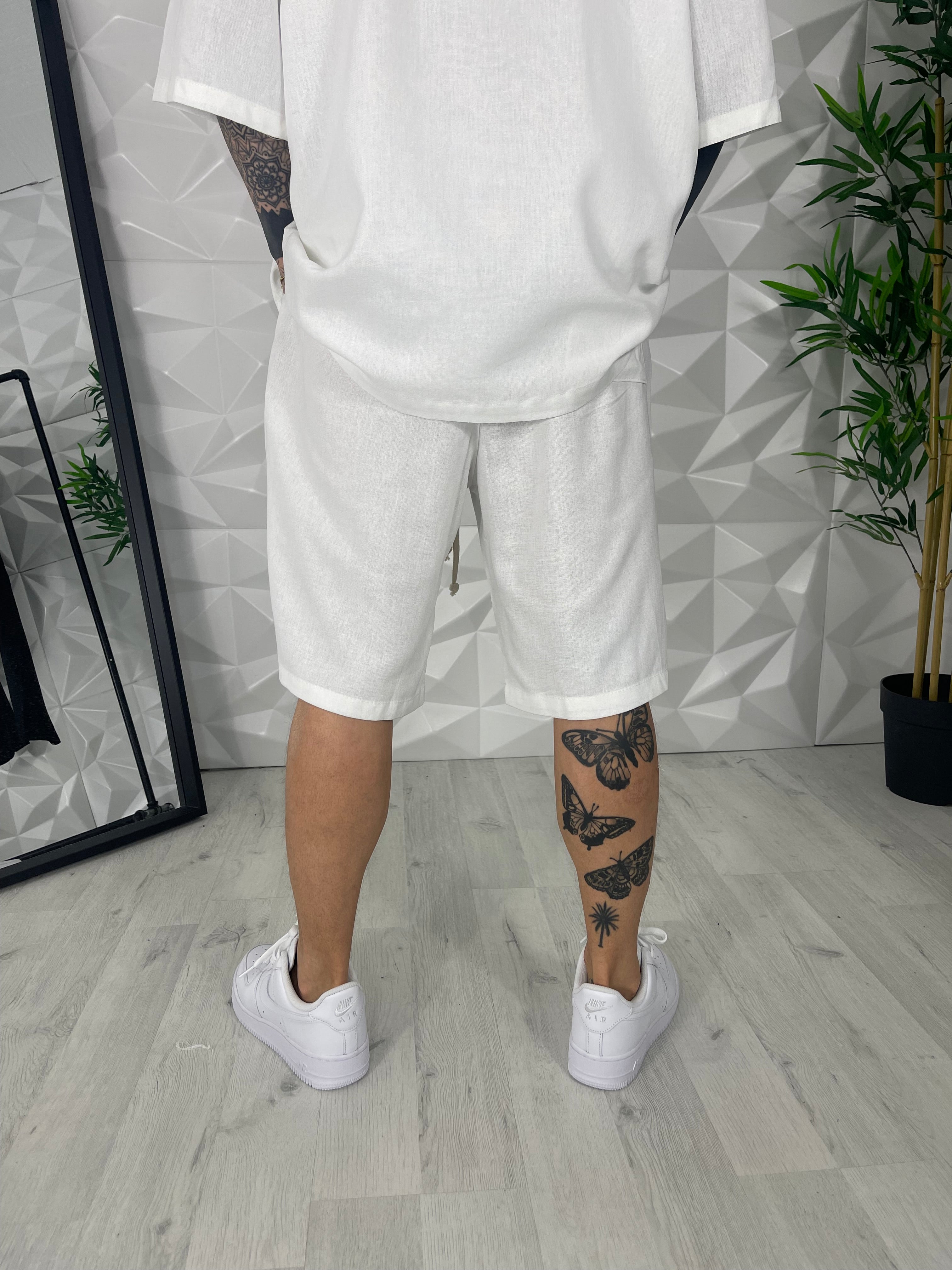 COORDINATO LINO CORTO BIANCO