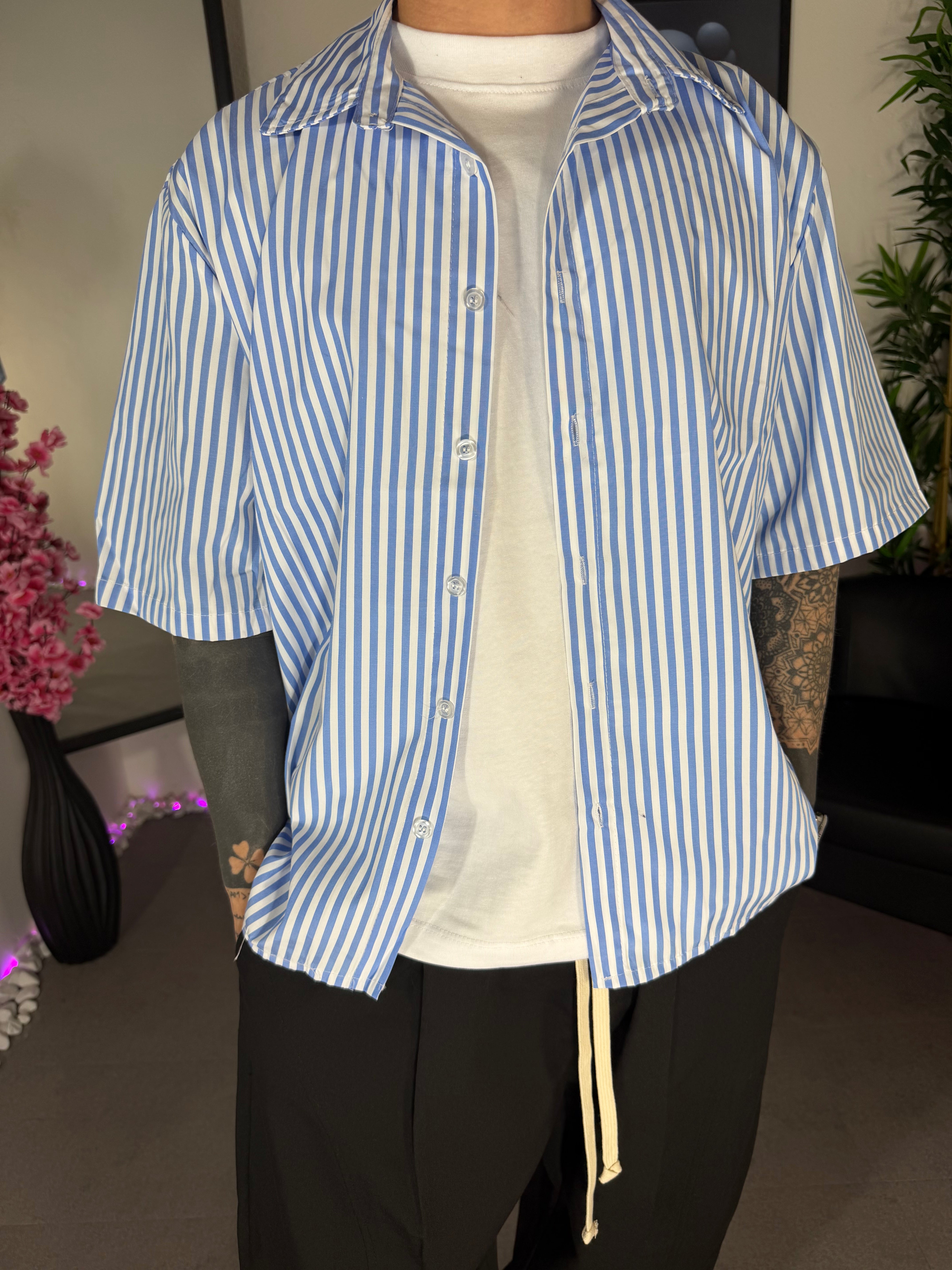 CAMICIA A RIGHE AZZURRA