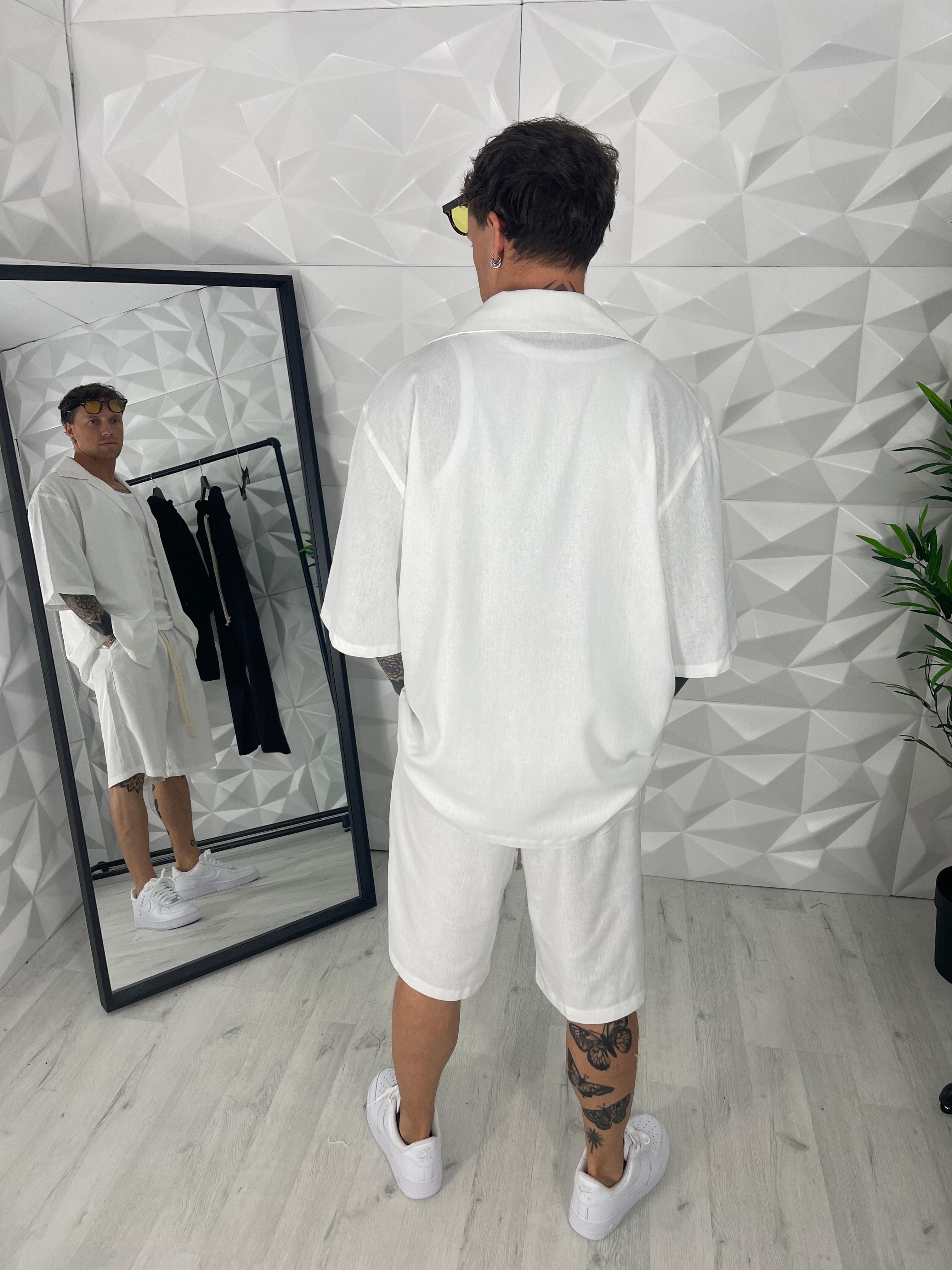 COORDINATO LINO CORTO BIANCO